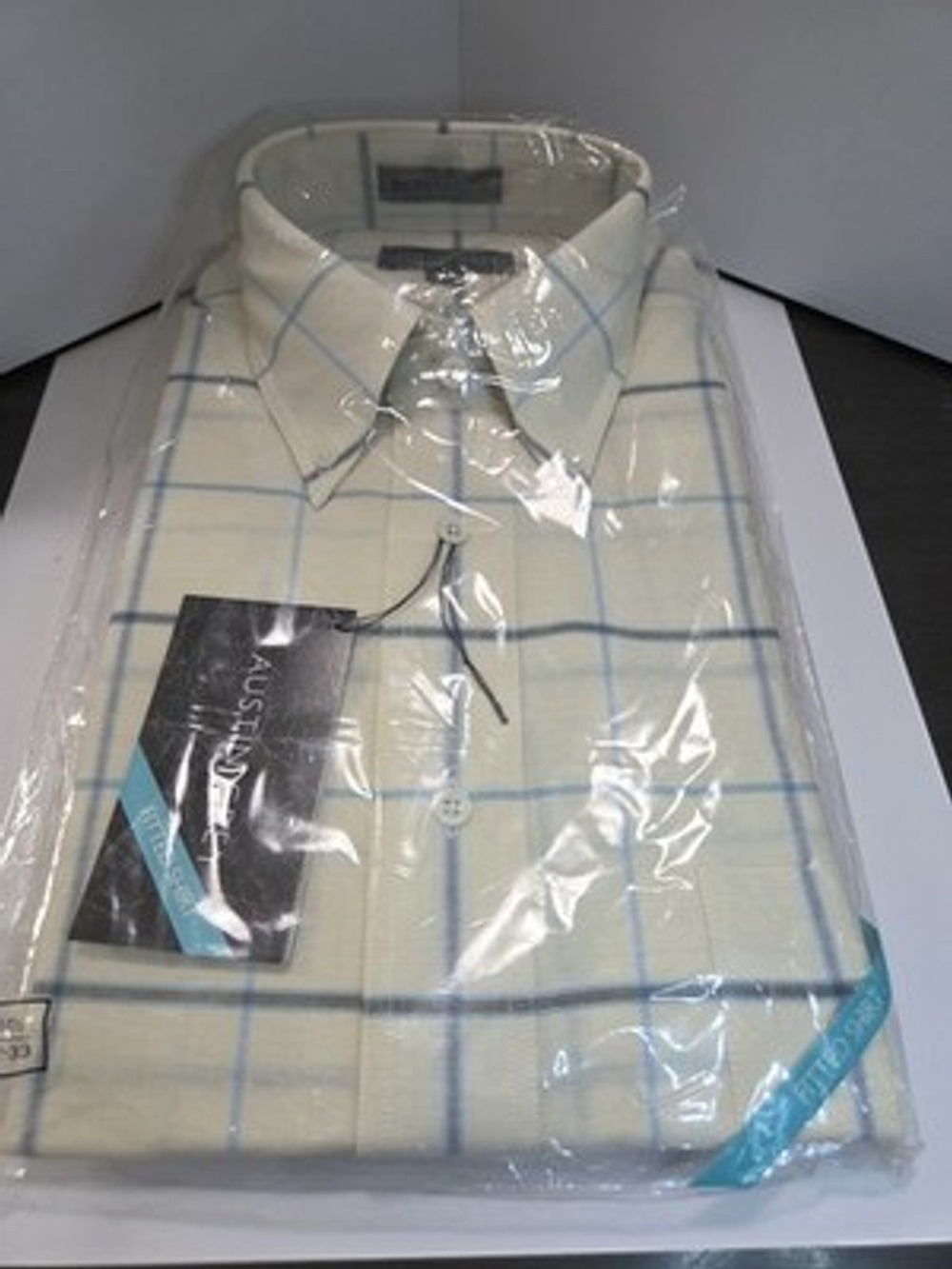Vintage Austin Grey White And Blue Long Sleeve Dress Shirt 14 1/2 32/33